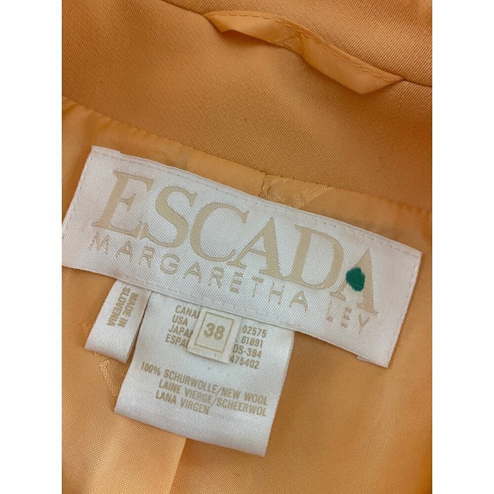 Vintage Escada By Margaretha Ley Orange Creamsicle Button Front Wool Coat - 38 - Picture 6 of 14